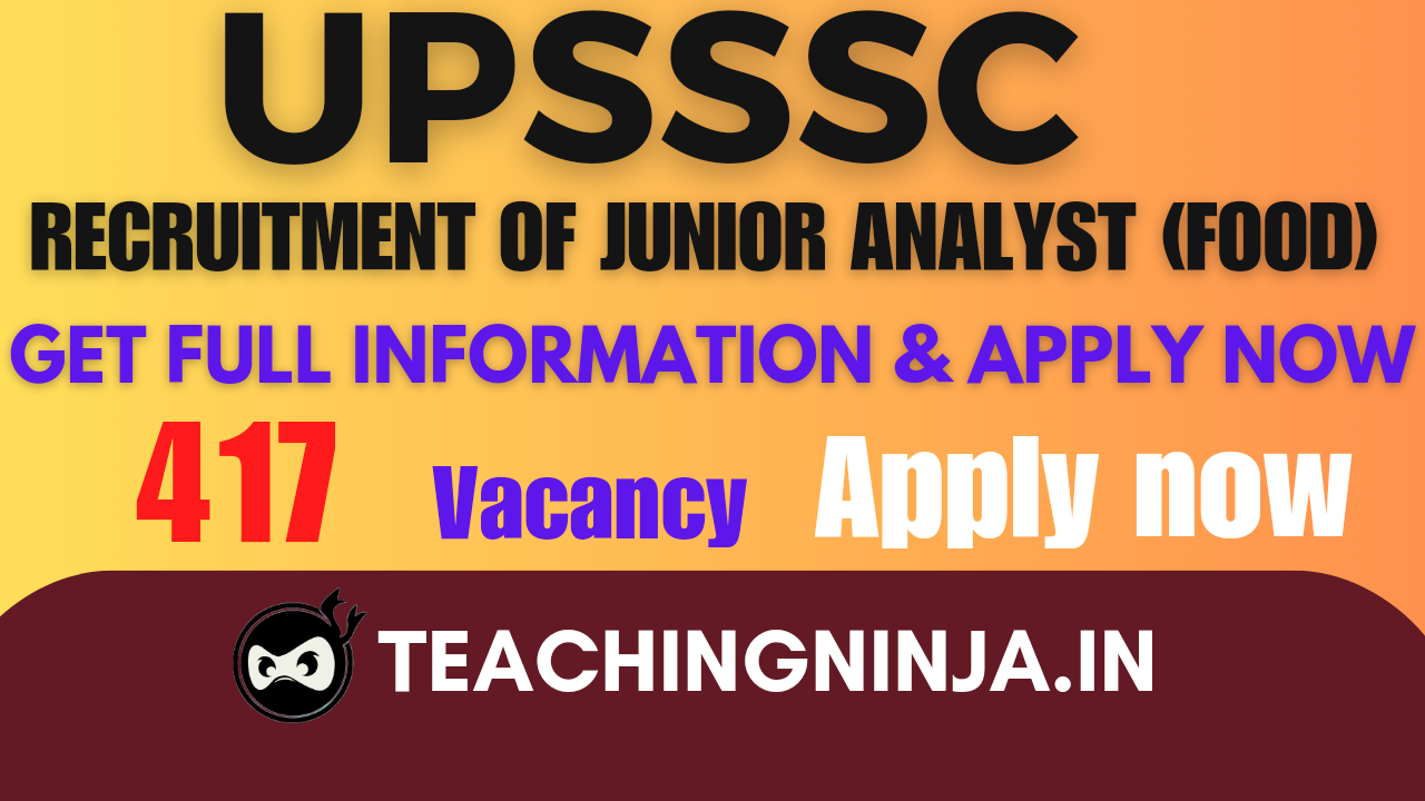 UPSSSC Recruitment 2024 Junior Analyst 417 Posts