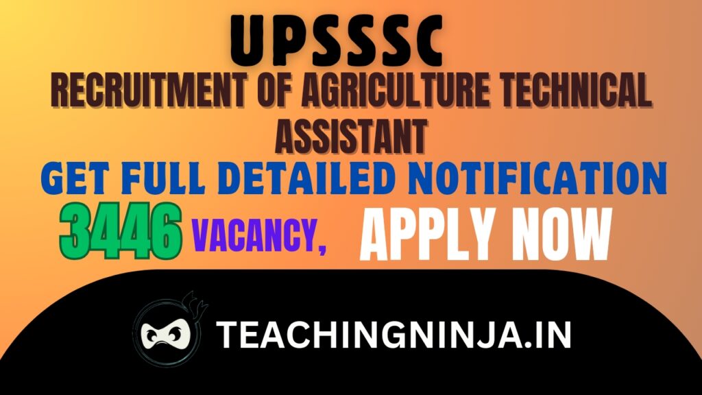 UPSSSC Recruitment 2024 AT Assistant 3446 Posts