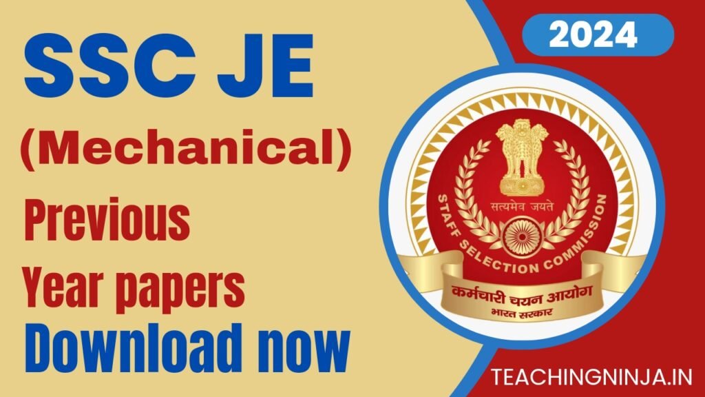 SSC JE Mechanical 2023 Previous Papers Download Pdf For Free