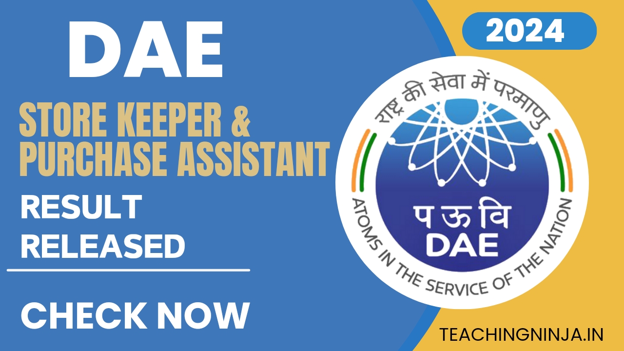 DAE Store keeper & Jr Assistant result Link