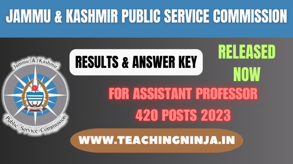 JKPSC Assistant Professor Results And Answer key 2023