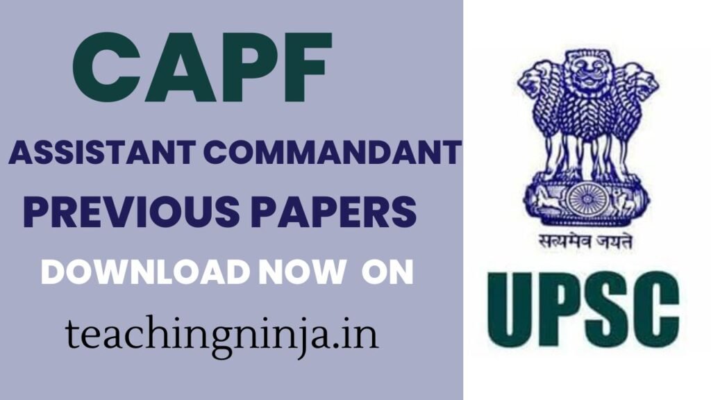 UPSC CAPF AC 2023 Previous Papers Download Pdf