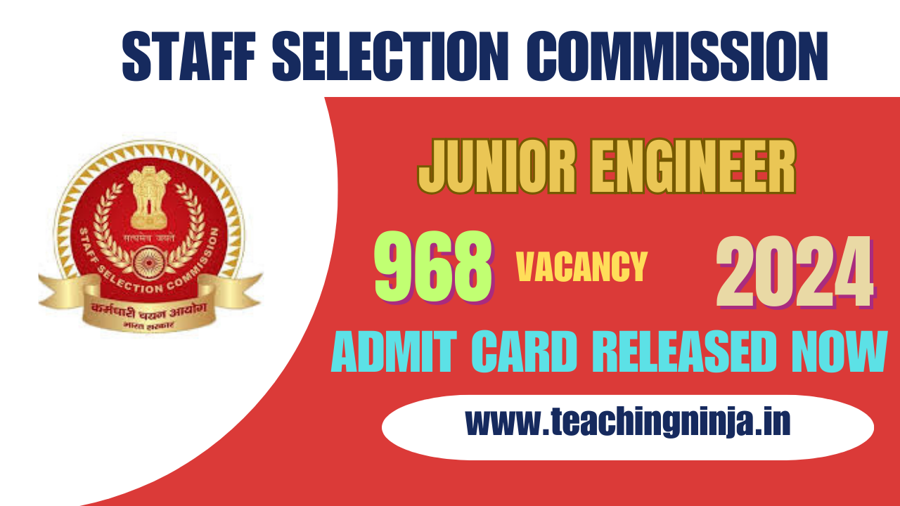 SSC Admit Card 2024 Junior Engineer Paper I Link Active Now Download & Know your Exam city & Date