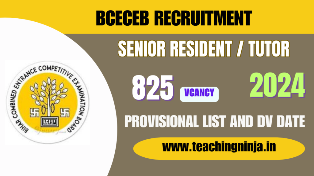 BCECEB Results 2024 Senior Resident Tutor Provisional List Released