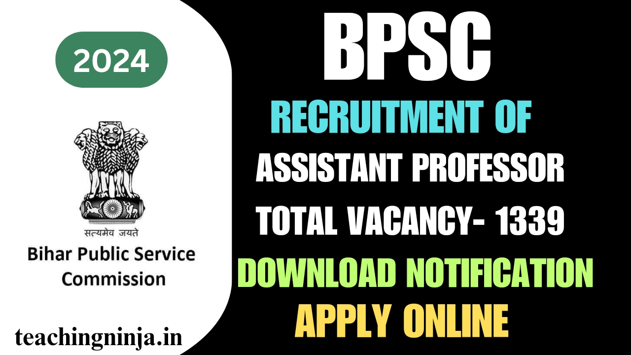 BPSC Assistant Professor 1339 Vacancy Released