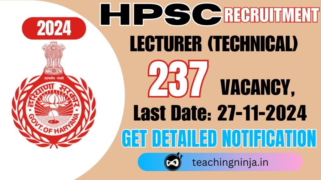 HPSC Recruitment 2024 Lecturer 237 Posts