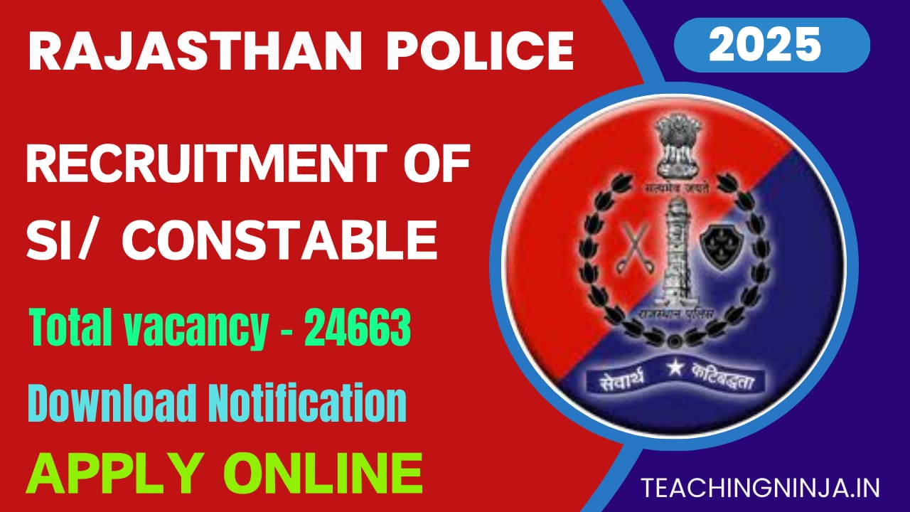 Rajasthan Police Recruitment 2025 of Constable 24,663 Posts
