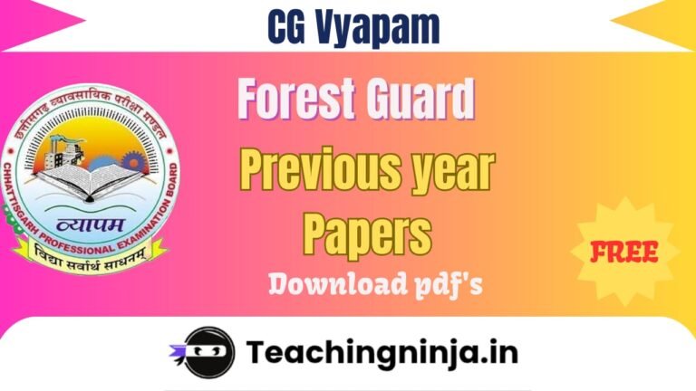 CG Forest Guard Previous Year Paper 2025 Pdf Download