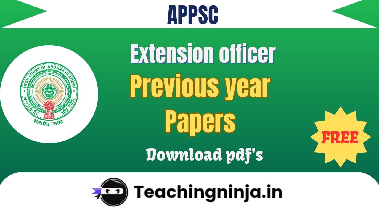 APPSC Extension Officer Previous Year Papers 2025