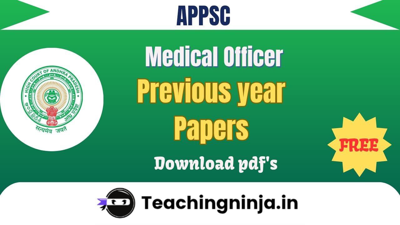 APPSC Medical Officer 2023 Previous Papers