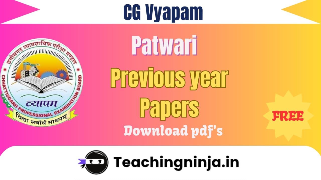 CG Patwari Previous Question Papers 2022 pdf