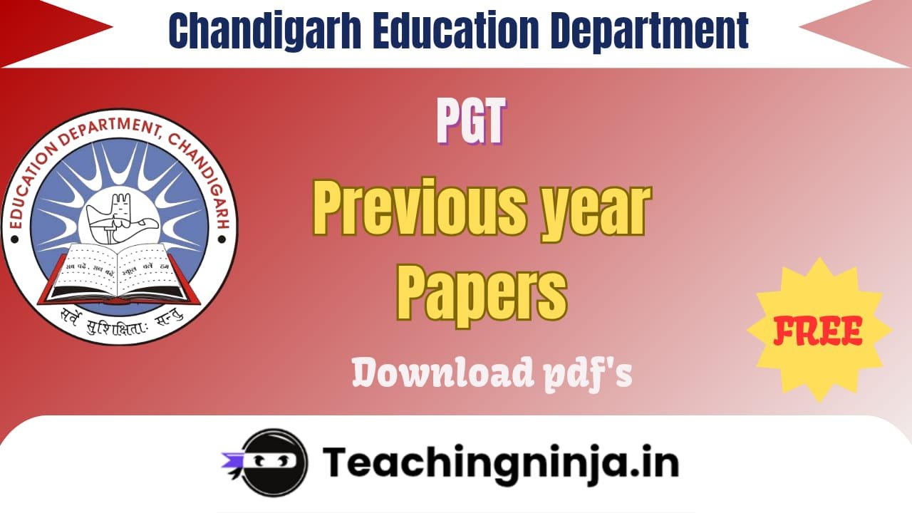Chandigarh PGT Question Papers 2024 pdf Download