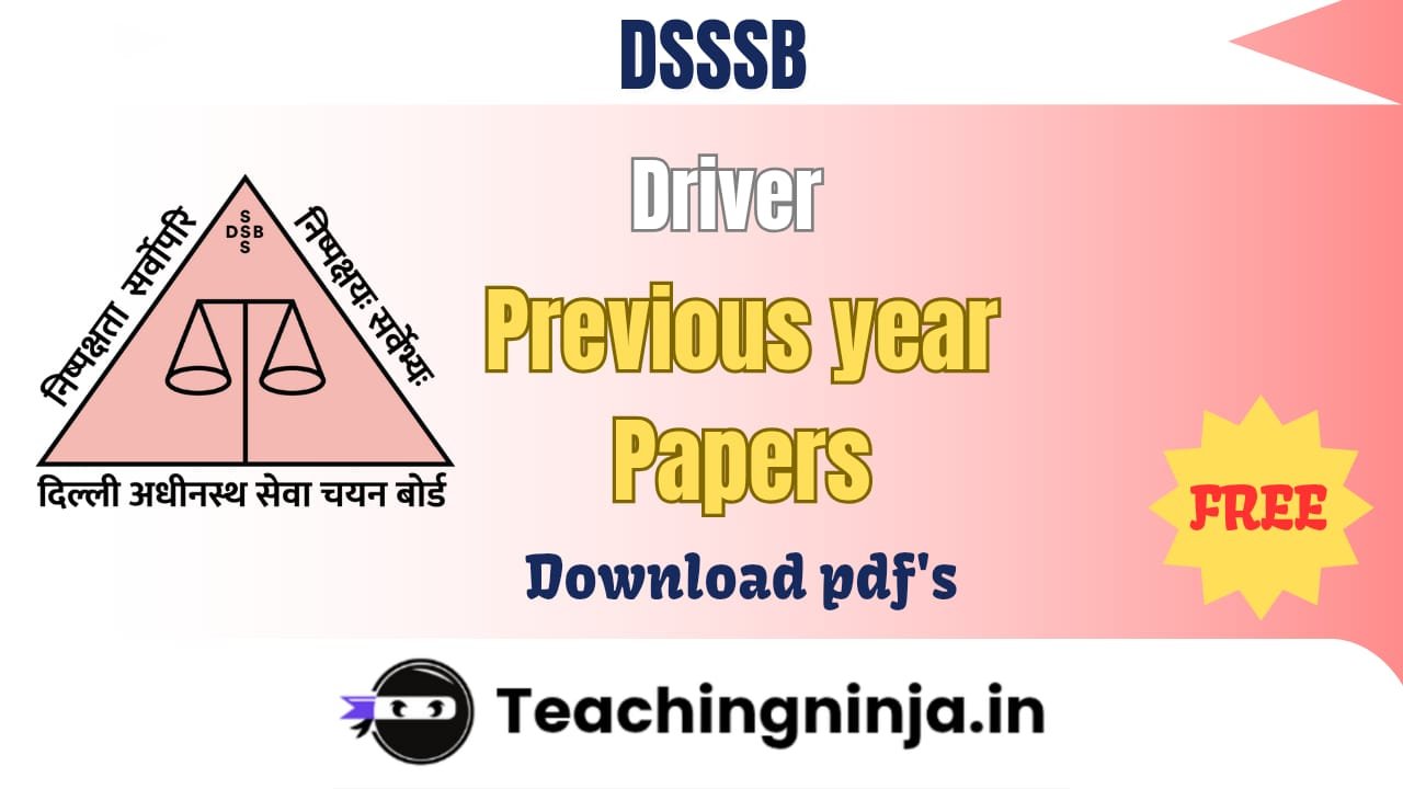 DSSSB Driver 2025 Previous Papers download pdf