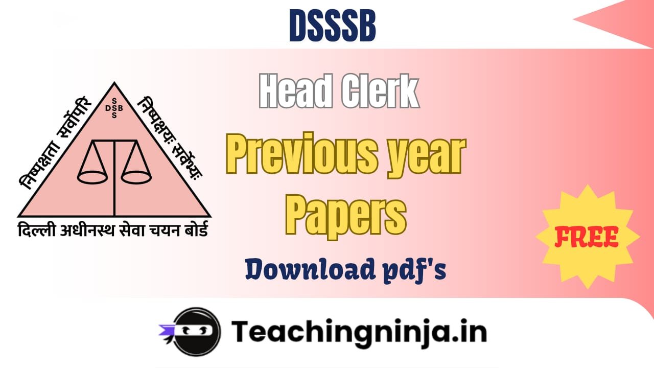 DSSSB Head Clerk Previous Paper 2022 Pdf download