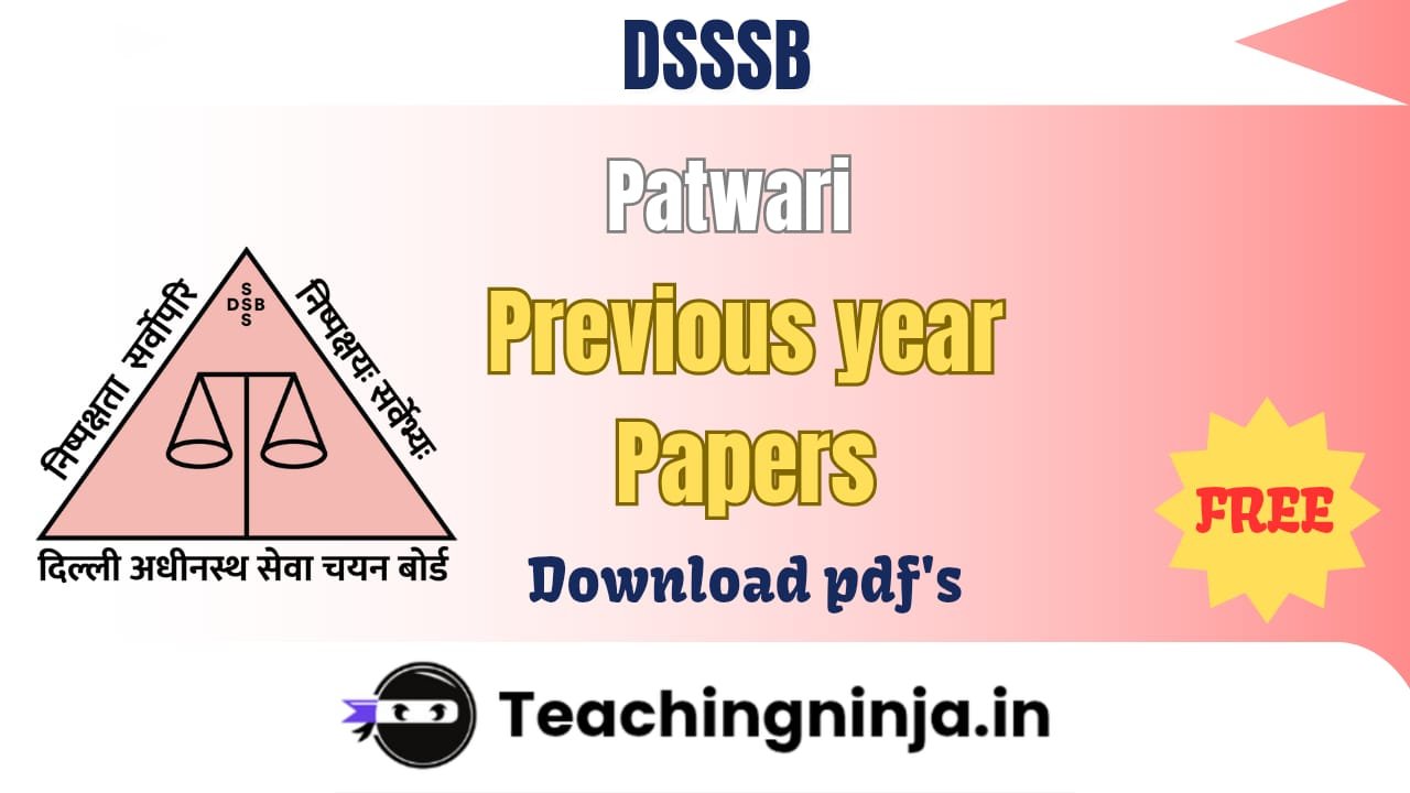 DSSSB Patwari Exam 2022 Question Papers pdf