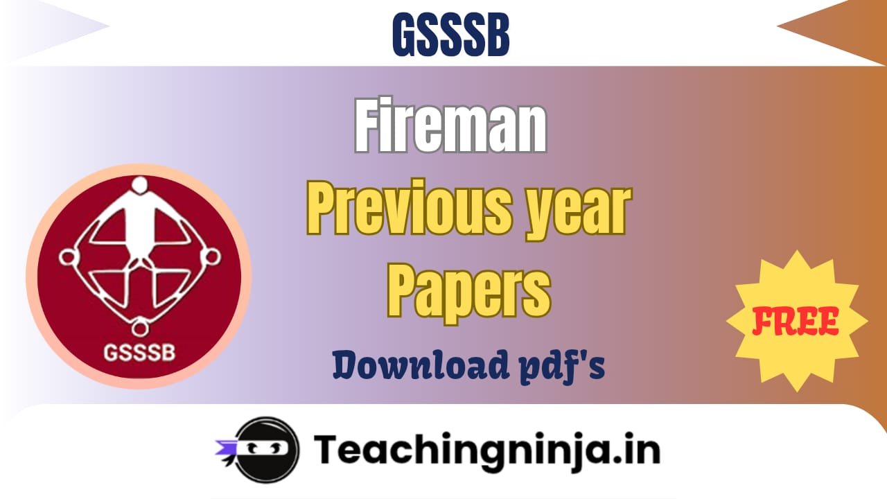 GSSSB Fireman 2025 Previous Papers pdf Download