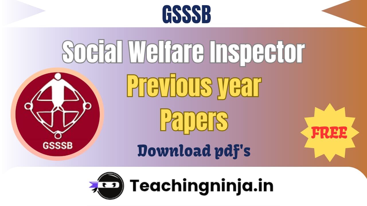 GSSSB Social Welfare Inspector Previous Paper pdf