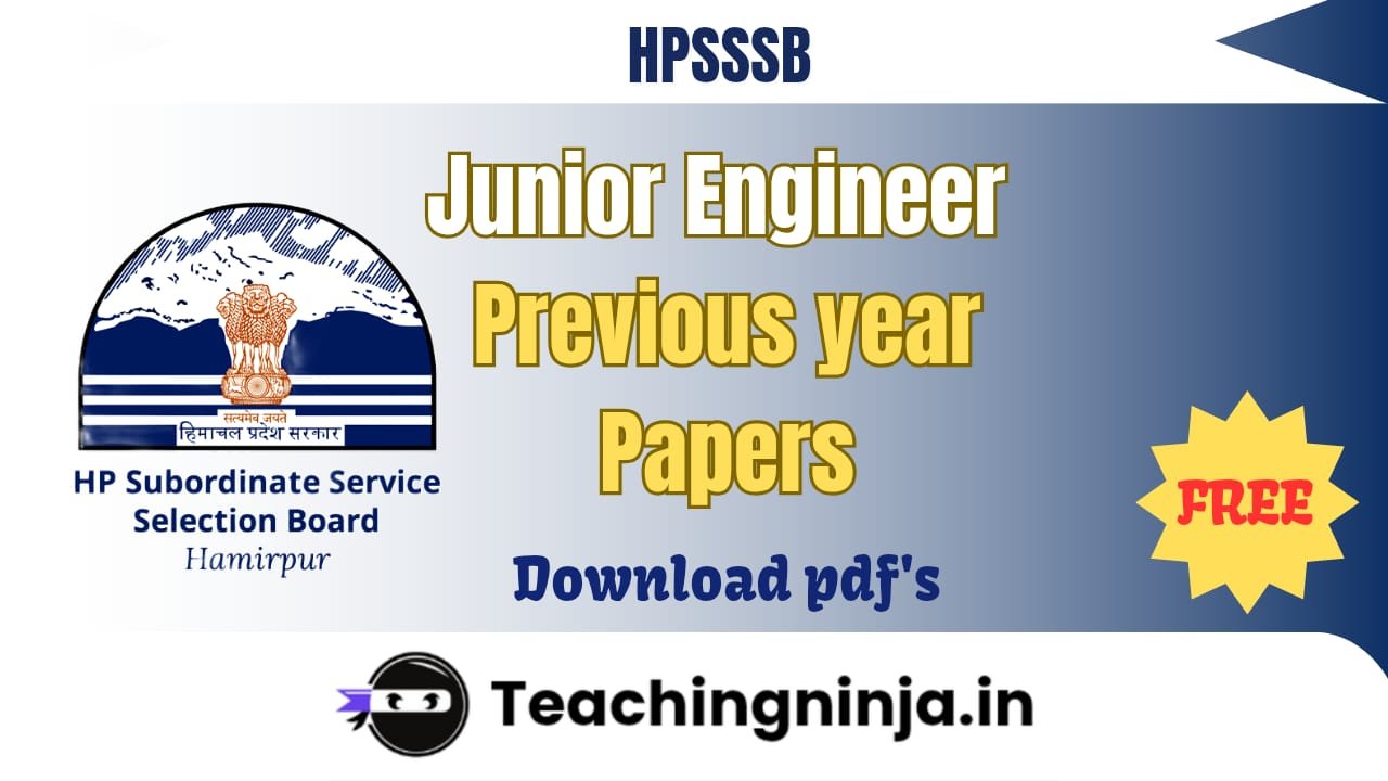 HPSSSB Junior Engineer Previous Papers 2022 pdf