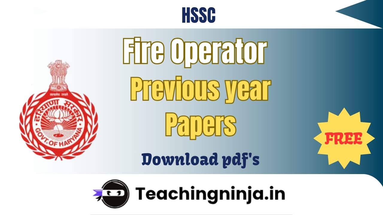 HSSC Fire Operator Driver 2023 Question Paper pdf