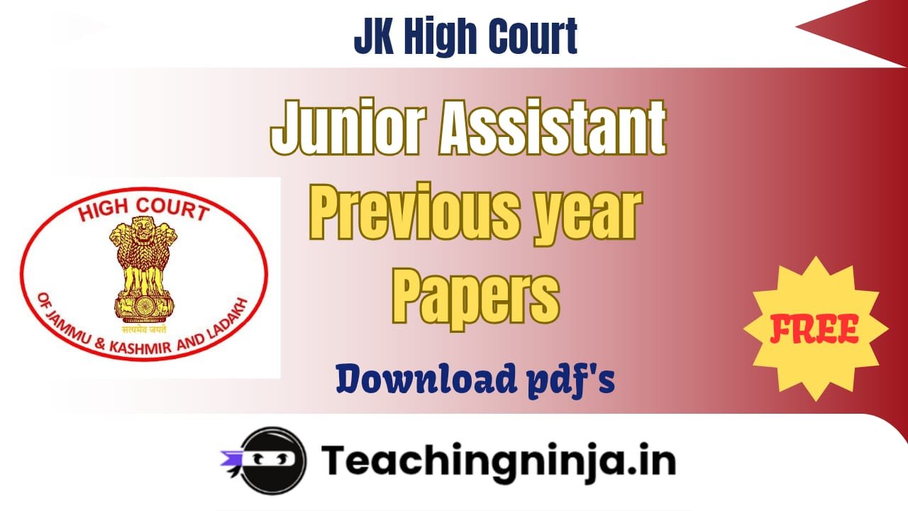JK High Court Junior Assistant 2024 Previous Papers