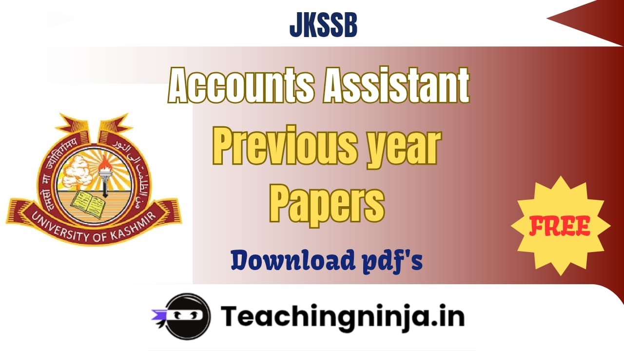 JKSSB Accounts Assistant Previous Papers 2024 pdf
