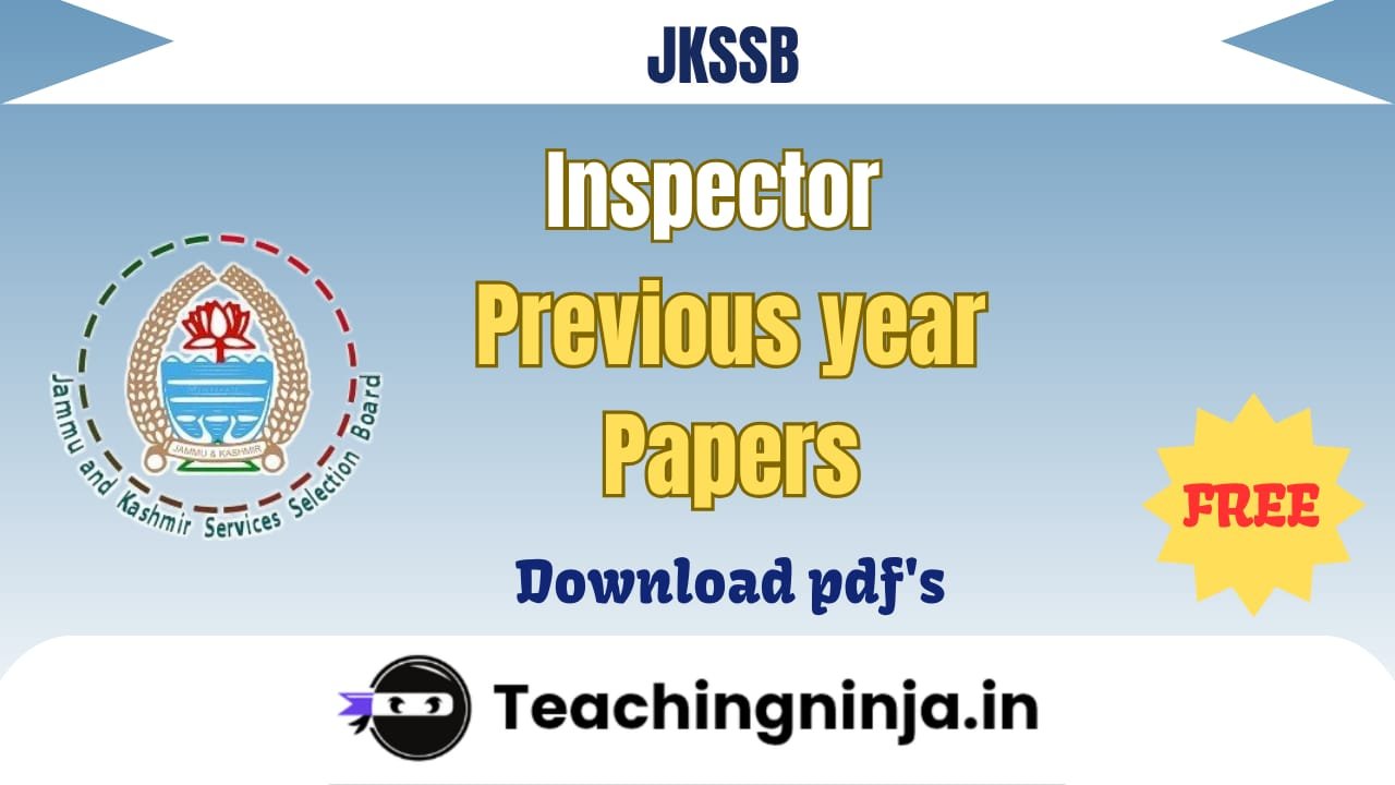 JKSSB Inspector Previous Papers 2024 pdf download
