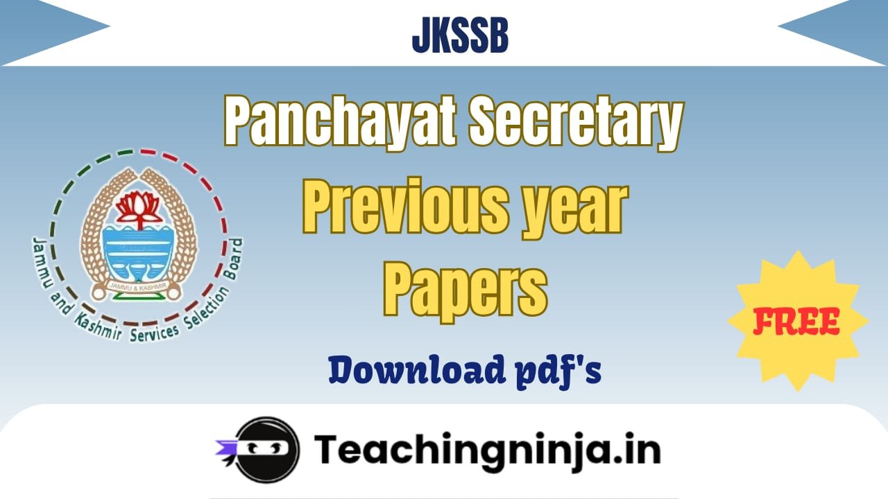 JKSSB Panchayat Secretary 2025 Previous Papers