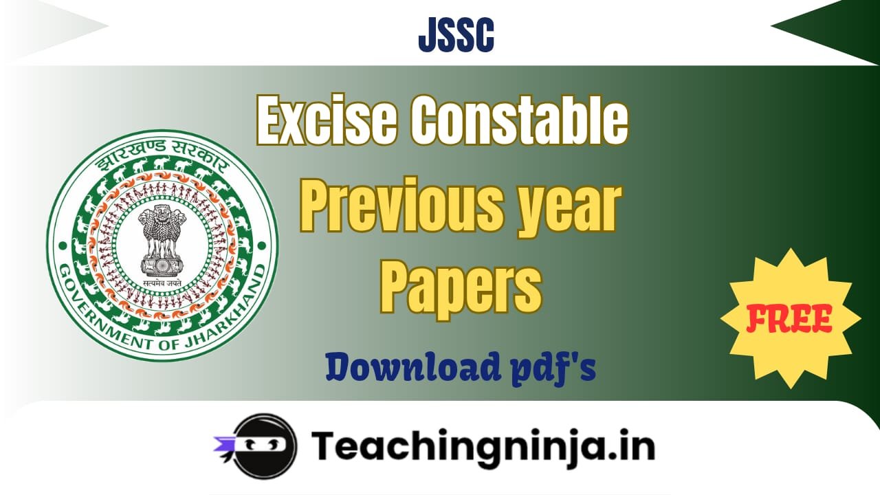 JSSC Excise Constable Previous Year Papers pdf