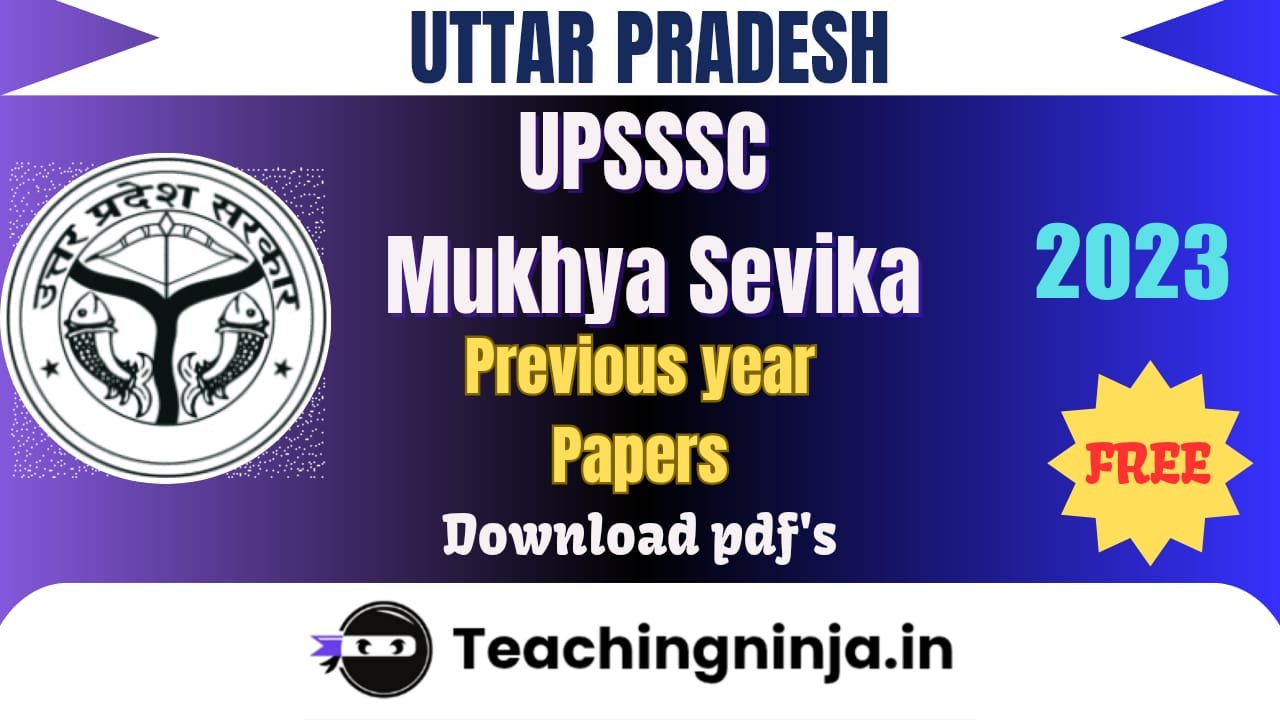 UPSSSC Mukhya Sevika 2023 Free Previous Paper Pdf