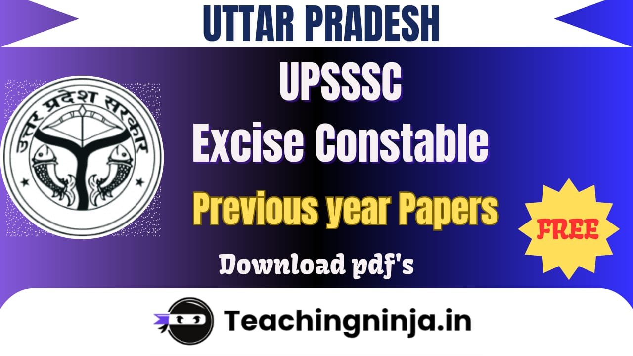 UPSSSC Excise Constable 2016 Previous Paper Free Download