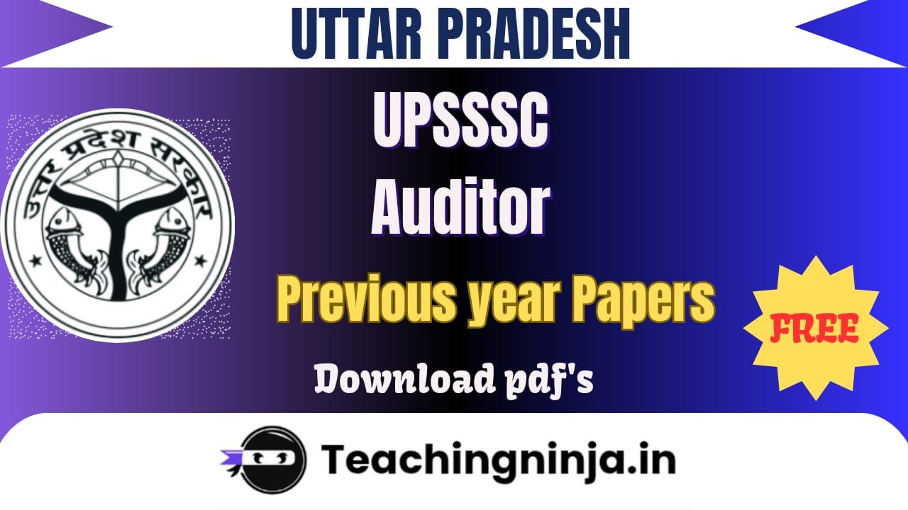 UPSSSC Auditor 2025 Previous Papers Download Free Pdf