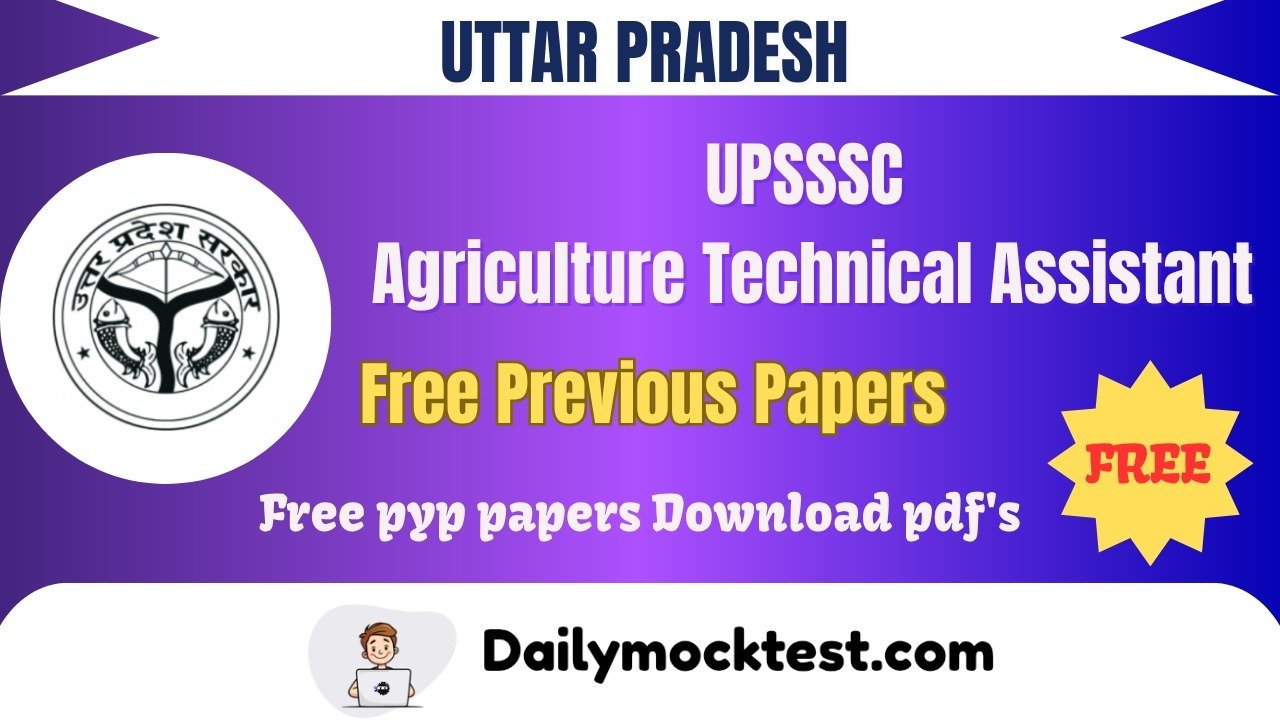 UPSSSC Agriculture Technical Assistant PYP 2019 Pdf Free Download