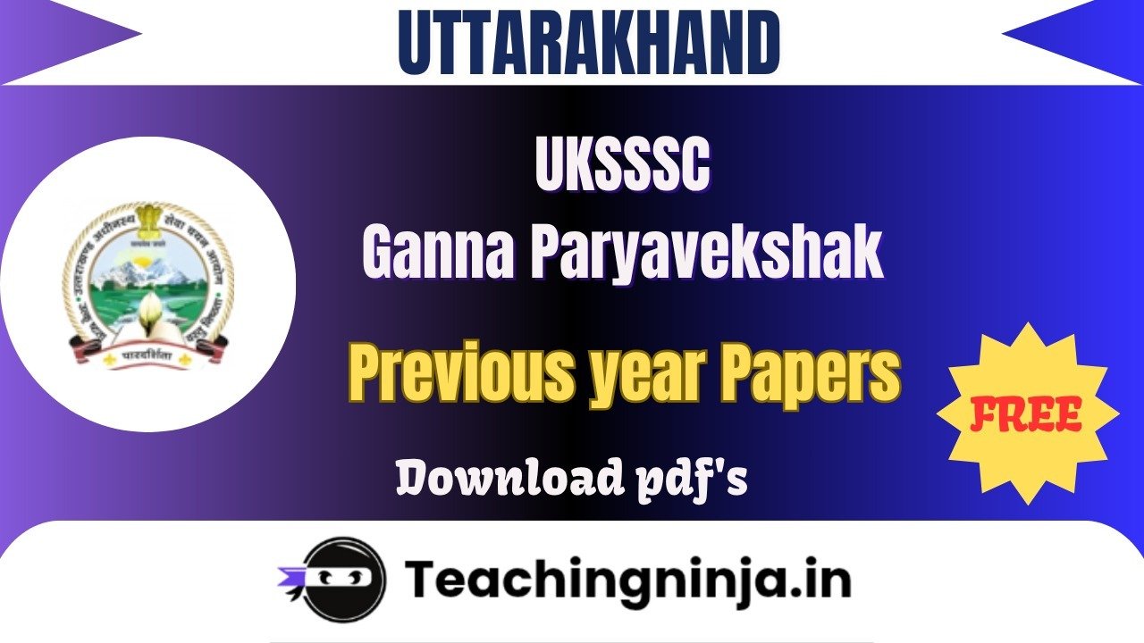 UKSSSC Ganna Paryavekshak 2010 Previous Papers Free Pdf Download