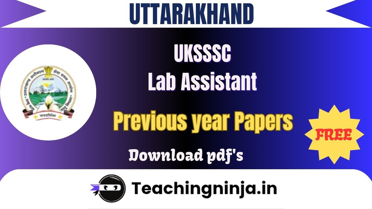 UKSSSC Lab Assistant 2019 Previous Paper Free Pdf Download