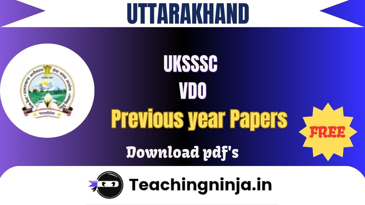 UKSSSC VDO 2023 Previous Papers Free Pdf Download