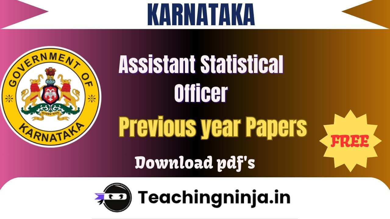 Karnataka Assistant Statistical Officer 2023 Pyps Free Pdf Download