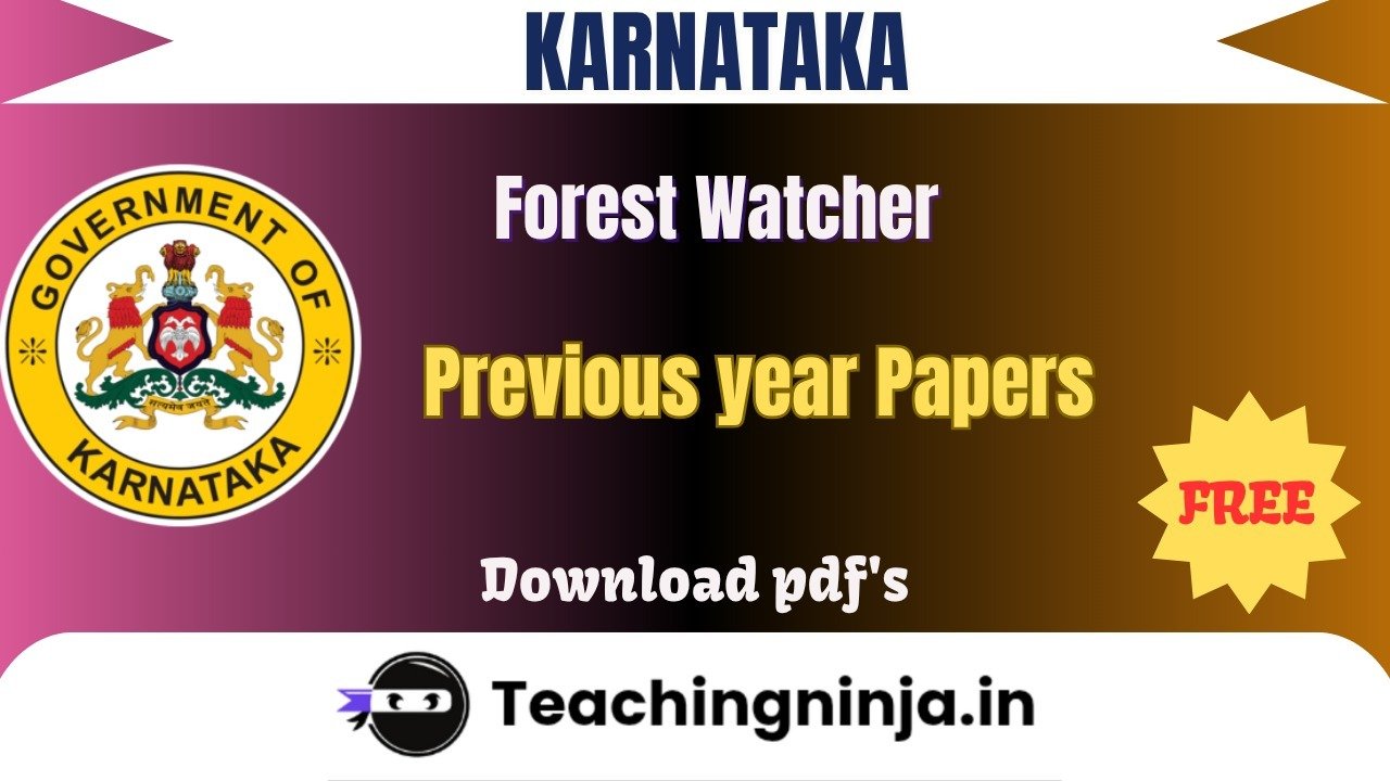 Karnataka Forest Watcher Upto 2018 Pyps Free Pdfs Download