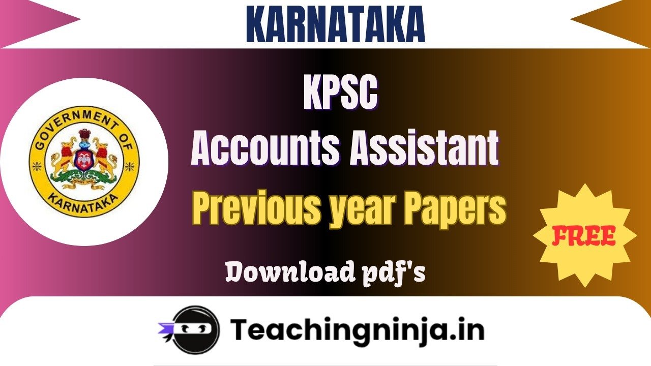 KPSC Accounts Assistant 2020 Previous Papers Free Pdf Download