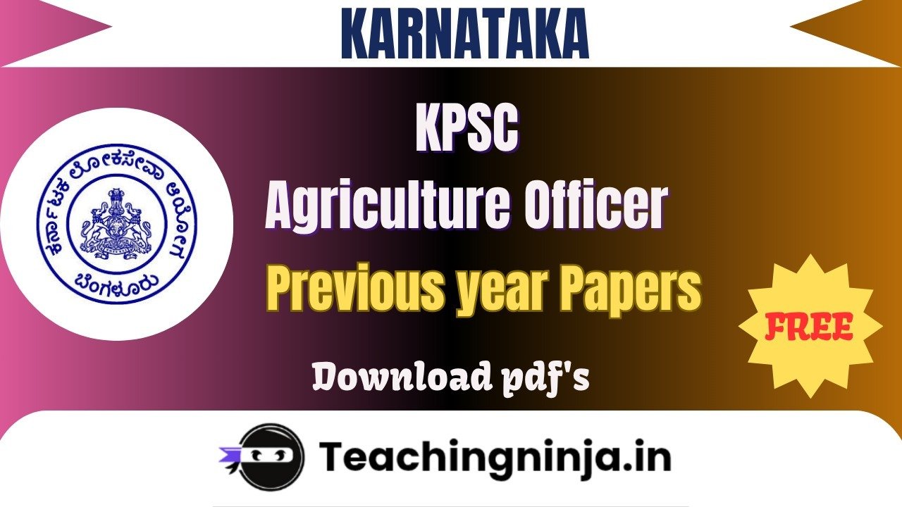 KPSC Agriculture Officer 2017 Previous Papers Pdf Free Download