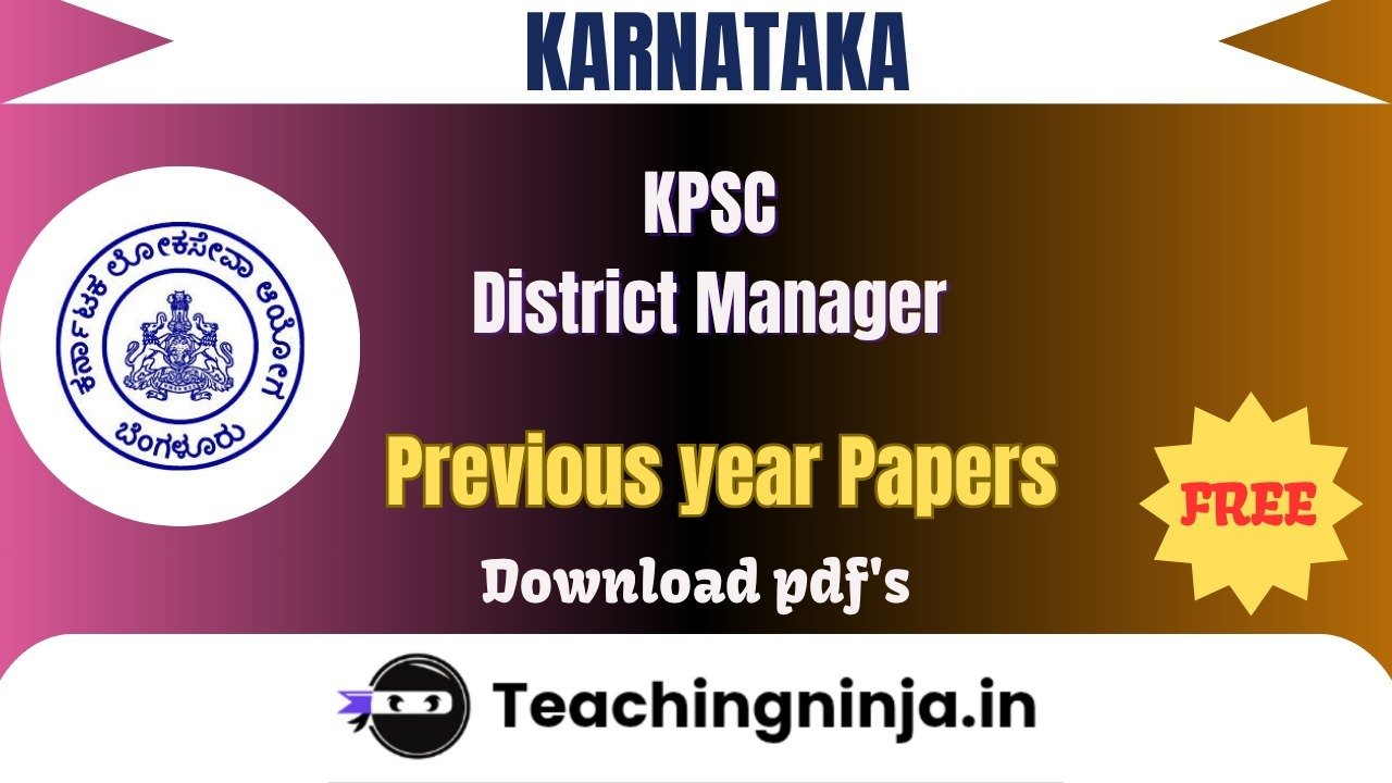 KPSC District Manager 2021 Previous Paper Free Pdf Download