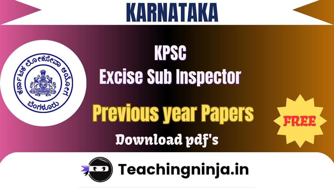 KPSC Excise Sub Inspector 2014 Previous Paper Pdf Free Download