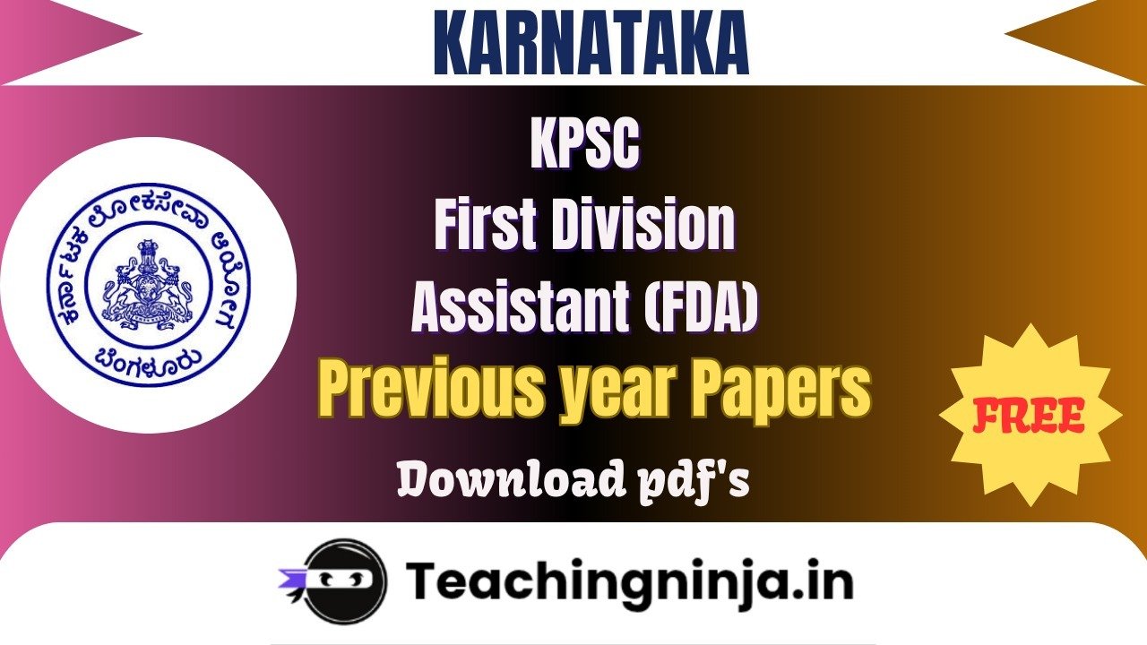 KPSC FDA Upto 2023 Previous Papers Download Free Pdf