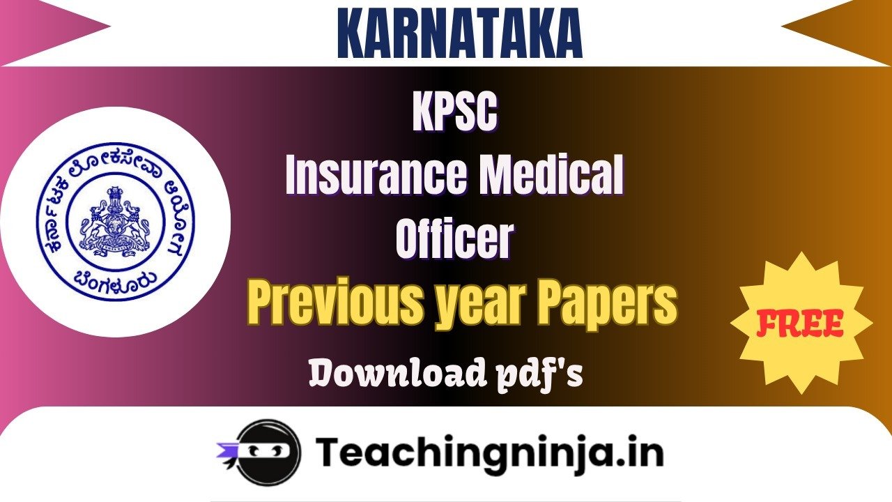 KPSC Insurance Medical Officer 2015 Pyp Download Free Pdf