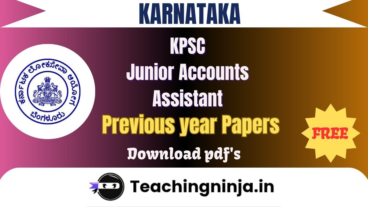 KPSC Junior Accounts Assistant 2023 Pyp Download Free Pdf