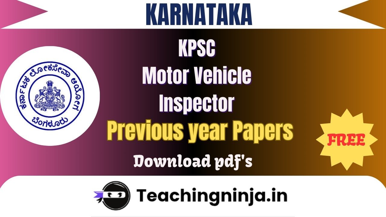 KPSC Motor Vehicle Inspector 2016 Pyp Download Pdf Free