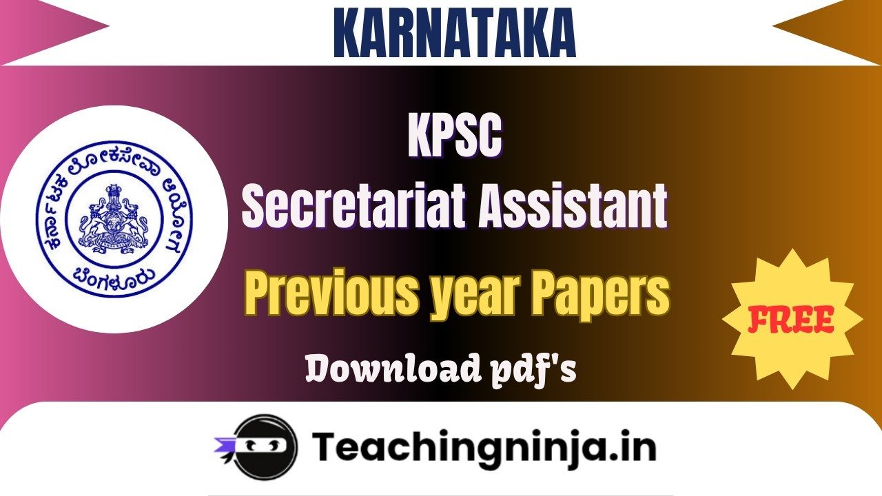 KPSC Secretariat Assistant Upto 2018 Pyp Pdf Free Download