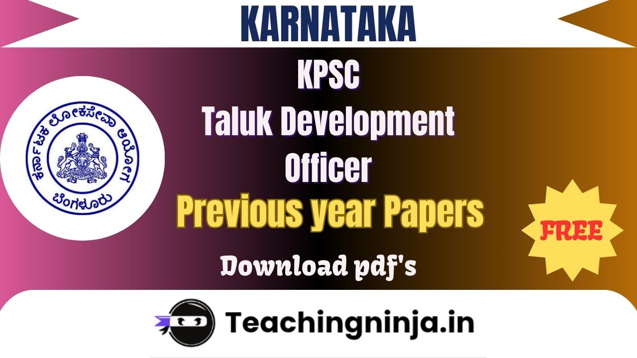 KPSC Taluk Development Officer 2021 Pyp Free Pdf Download
