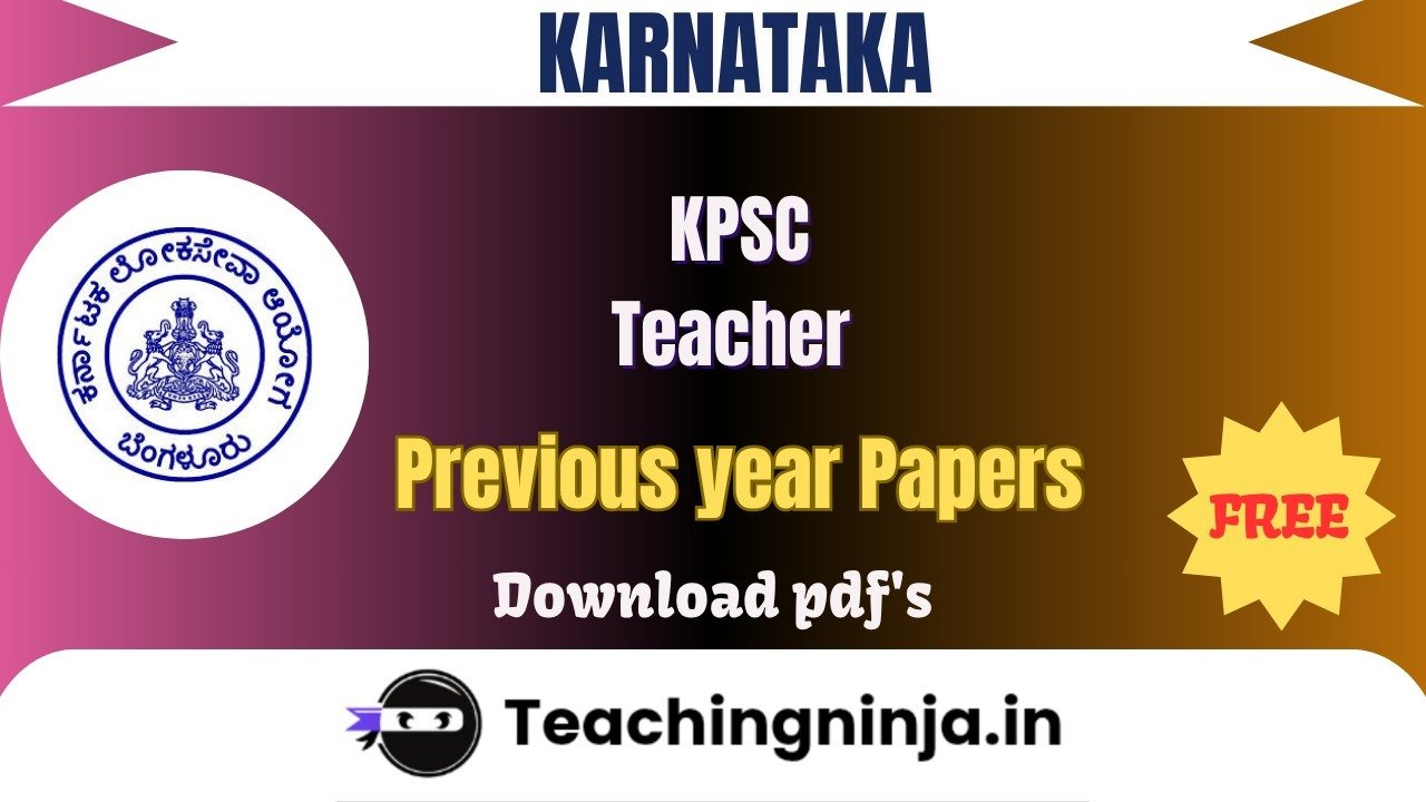 KPSC Teacher 2016 Previous Paper Download Free Pdf