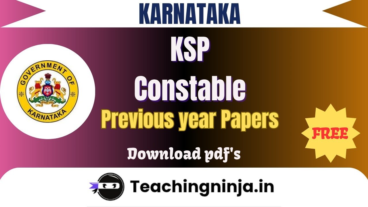 KSP Constable Upto 2024 Previous Papers Free Pdf Download