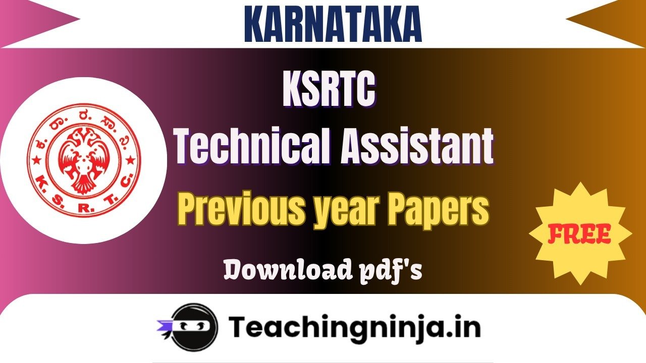 KSRTC Technical Assistant 2020 Previous Papers Free Pdf Download